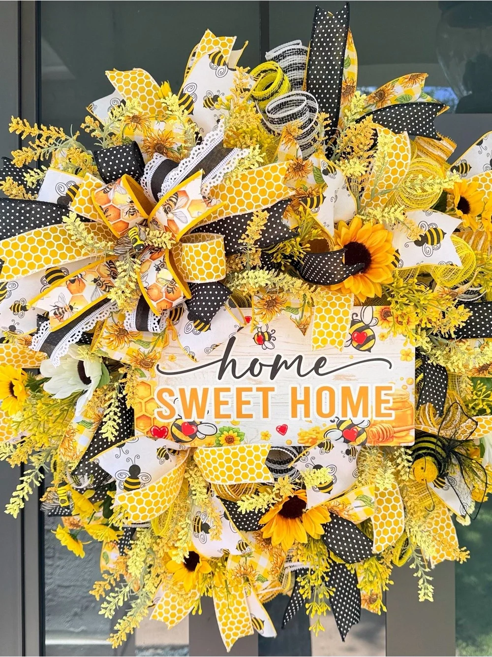 Home Sweet Home Sunflower and Bee Wreath